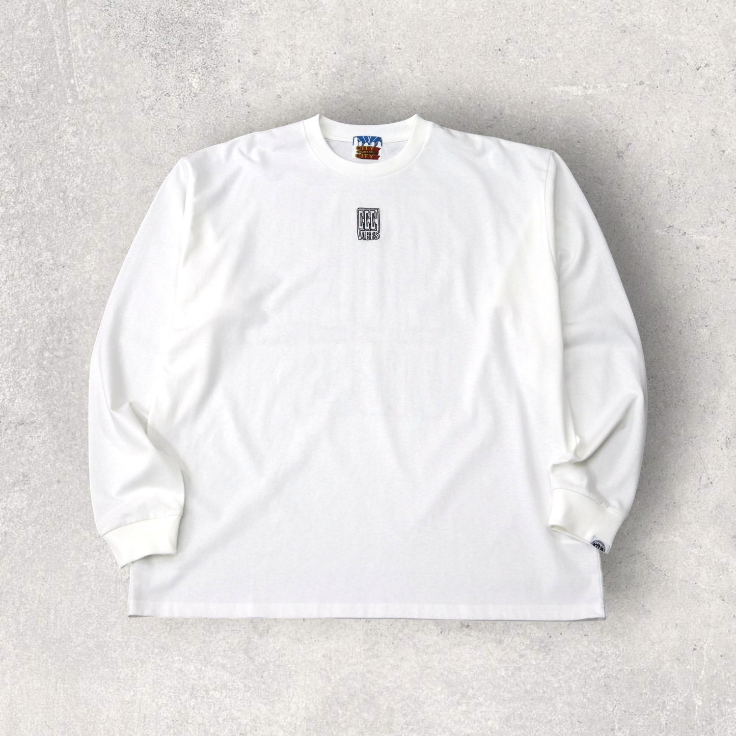 EMBROIDERED LOGO COTTON L/S T-SHIRT_CCC VIBES_WHITE