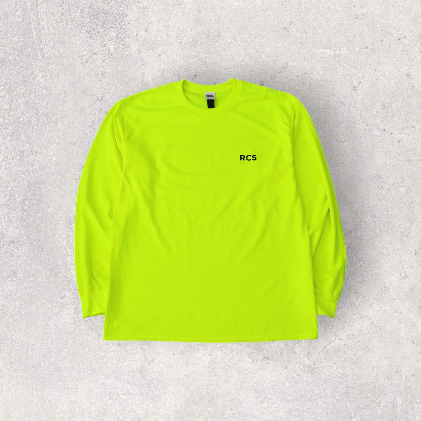 RCS logo Ultra Cotton 6.0 oz L/S Tee lime green