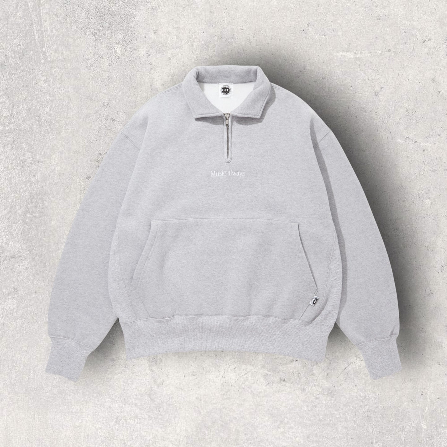CITY COUNTRY CITY / Embroidered Logo Half Zip Sweatshirts GRAY
