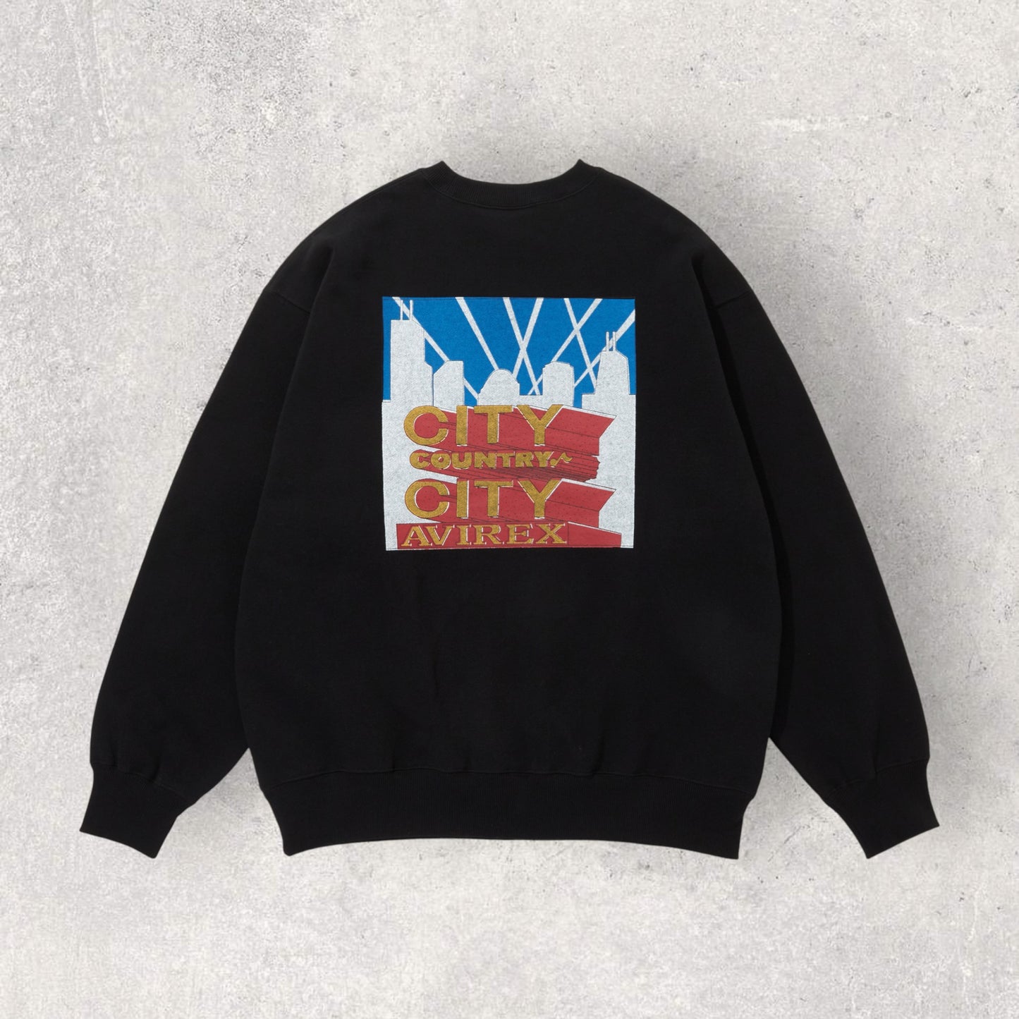 《AVIREX × CITY COUNTRY CITY》SIGNATURE CREW SWEAT BLACK