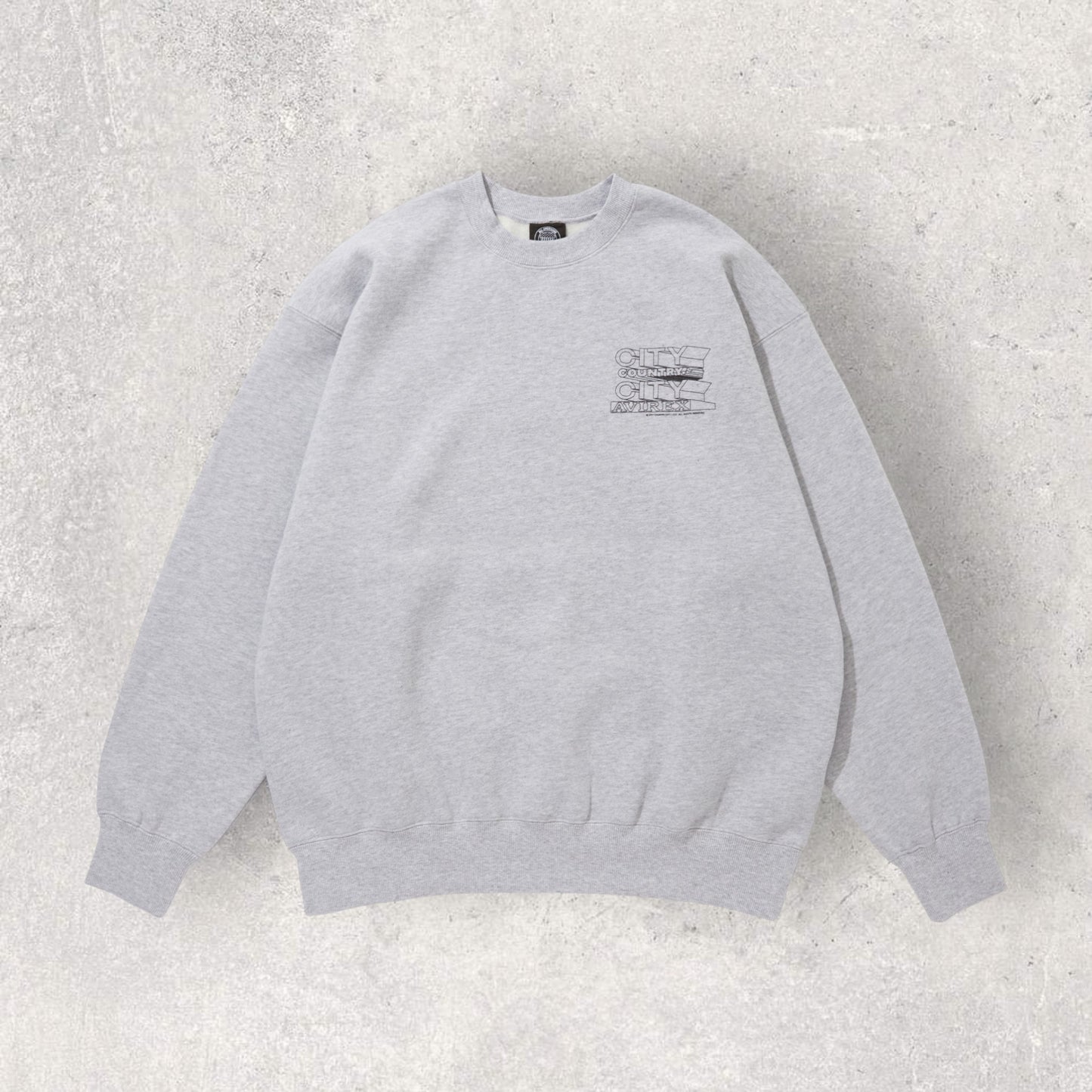 《AVIREX × CITY COUNTRY CITY》SIGNATURE CREW SWEAT GRAY