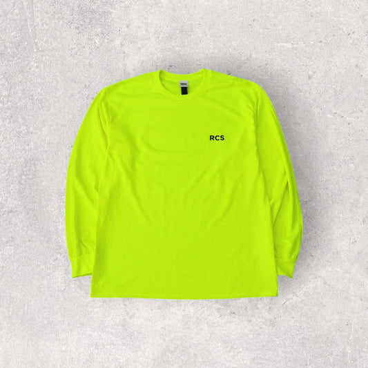RCS logo Ultra Cotton 6.0 oz L/S Tee lime green
